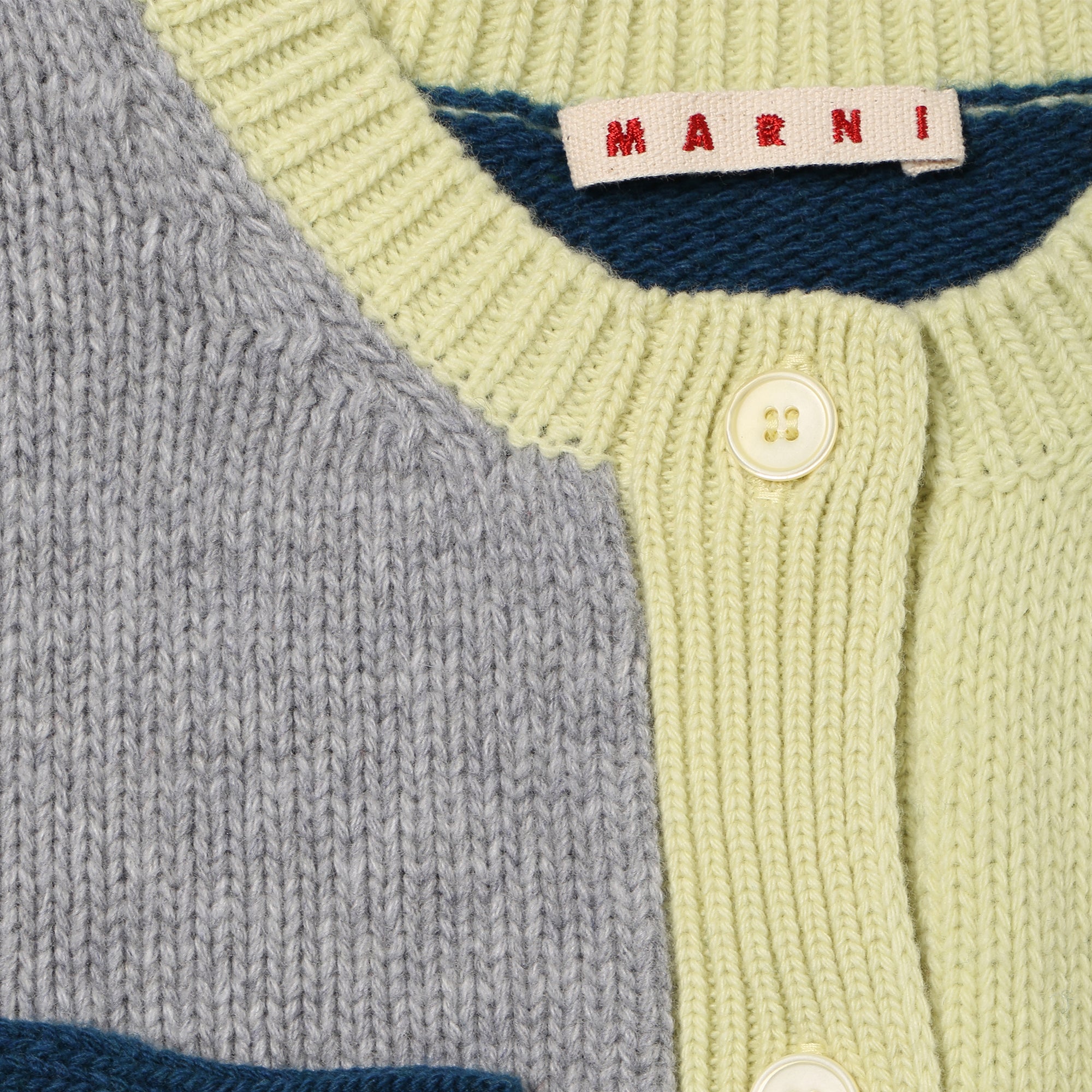Girls Blue & Beige Wool Cardigan