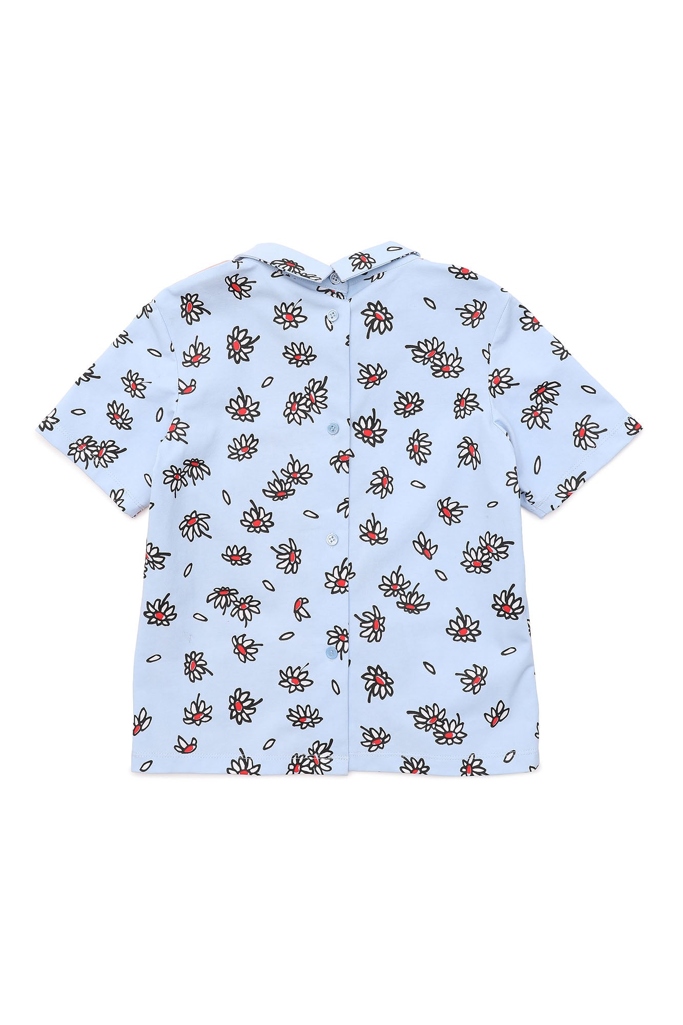 Girls Blue Floral Cotton T-shirt