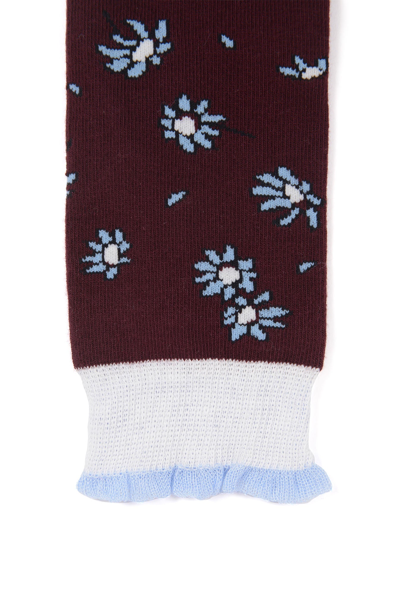 Girls Dark Red Floral Cotton Socks