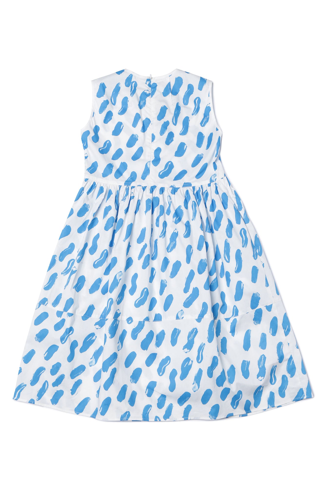 Girls White & Blue Cotton Dress