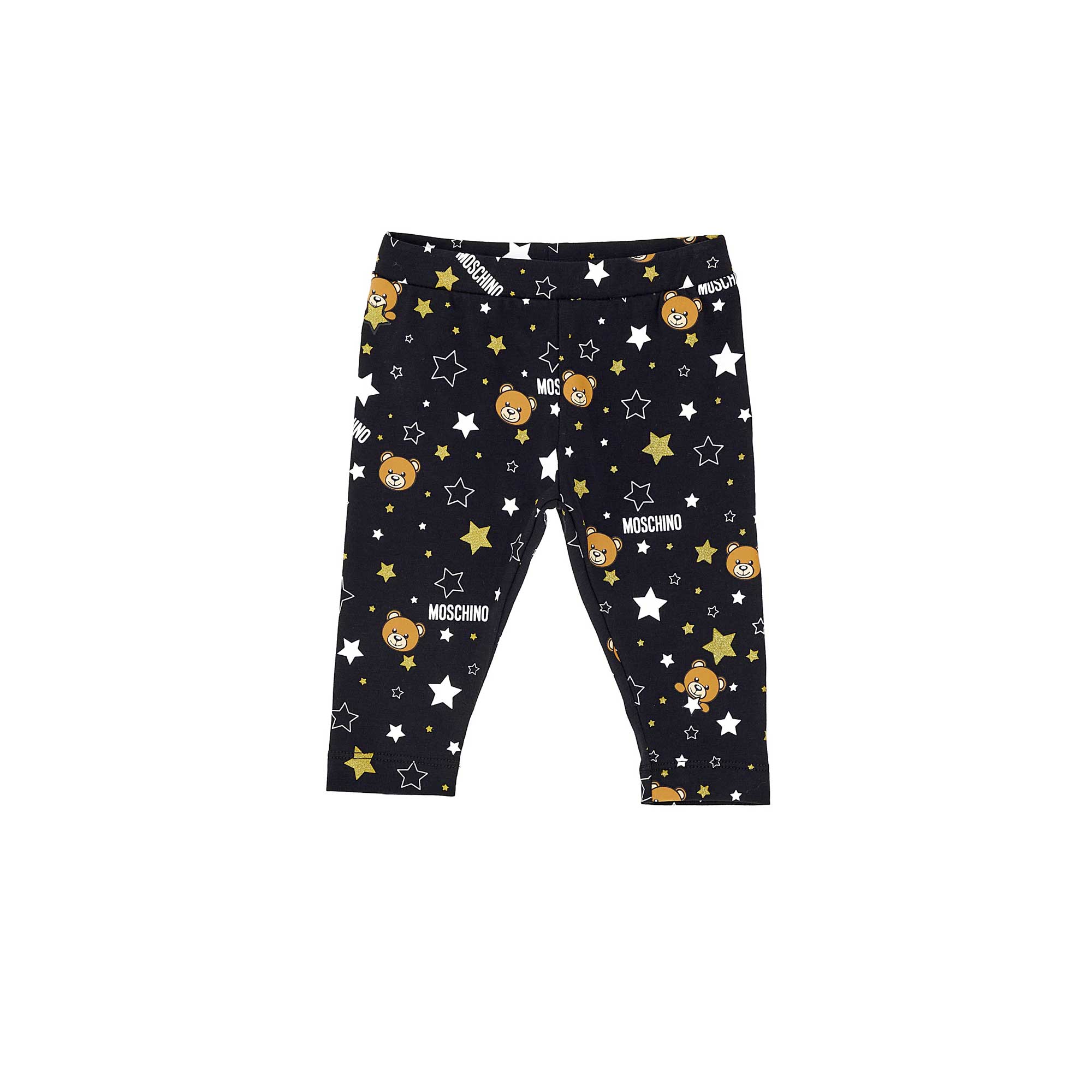 Baby Girls Black Stars Printed Cotton Leggings