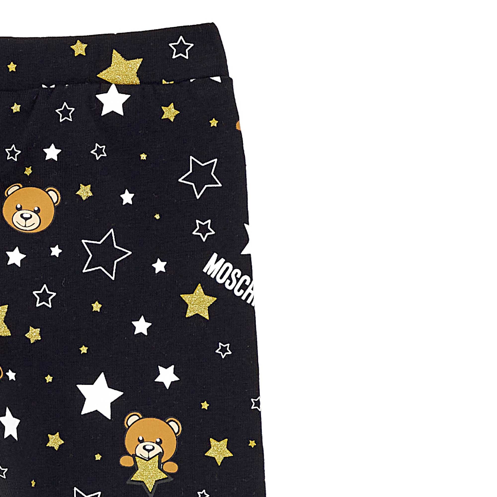 Baby Girls Black Stars Printed Cotton Leggings