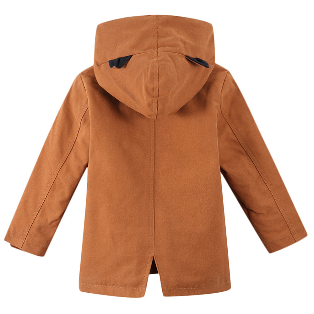 Girls Brown Ear Trims Hooded Cotton Jacket - CÉMAROSE | Children's Fashion Store - 2