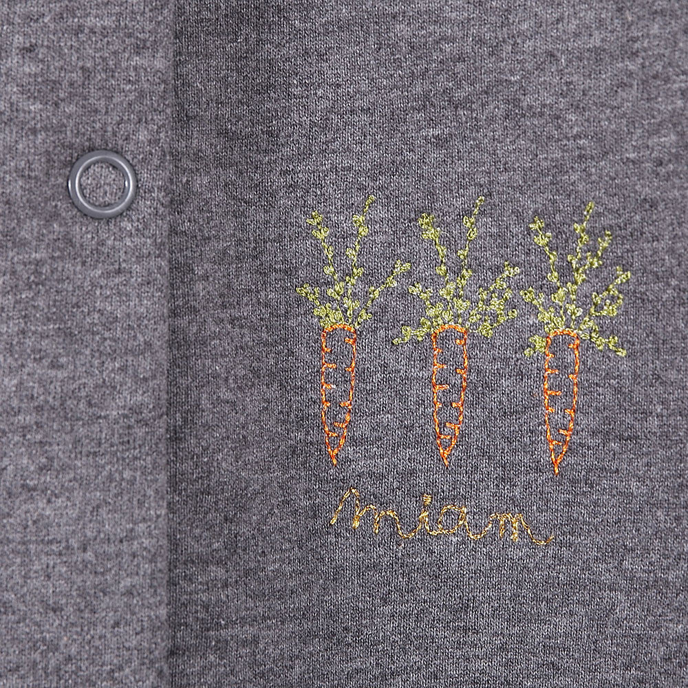 Girls Grey Robbit Hooded Cotton Babygrow - CÉMAROSE | Children's Fashion Store - 4
