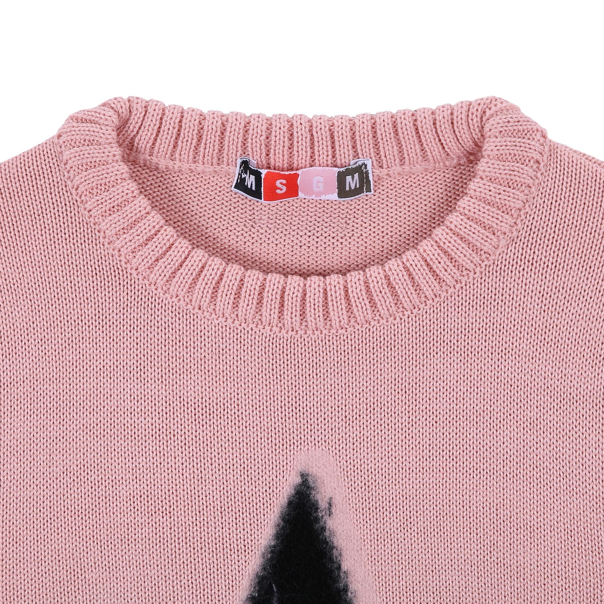Girls Pink Knitted Sweater With Black Star Trims - CÉMAROSE | Children's Fashion Store - 3