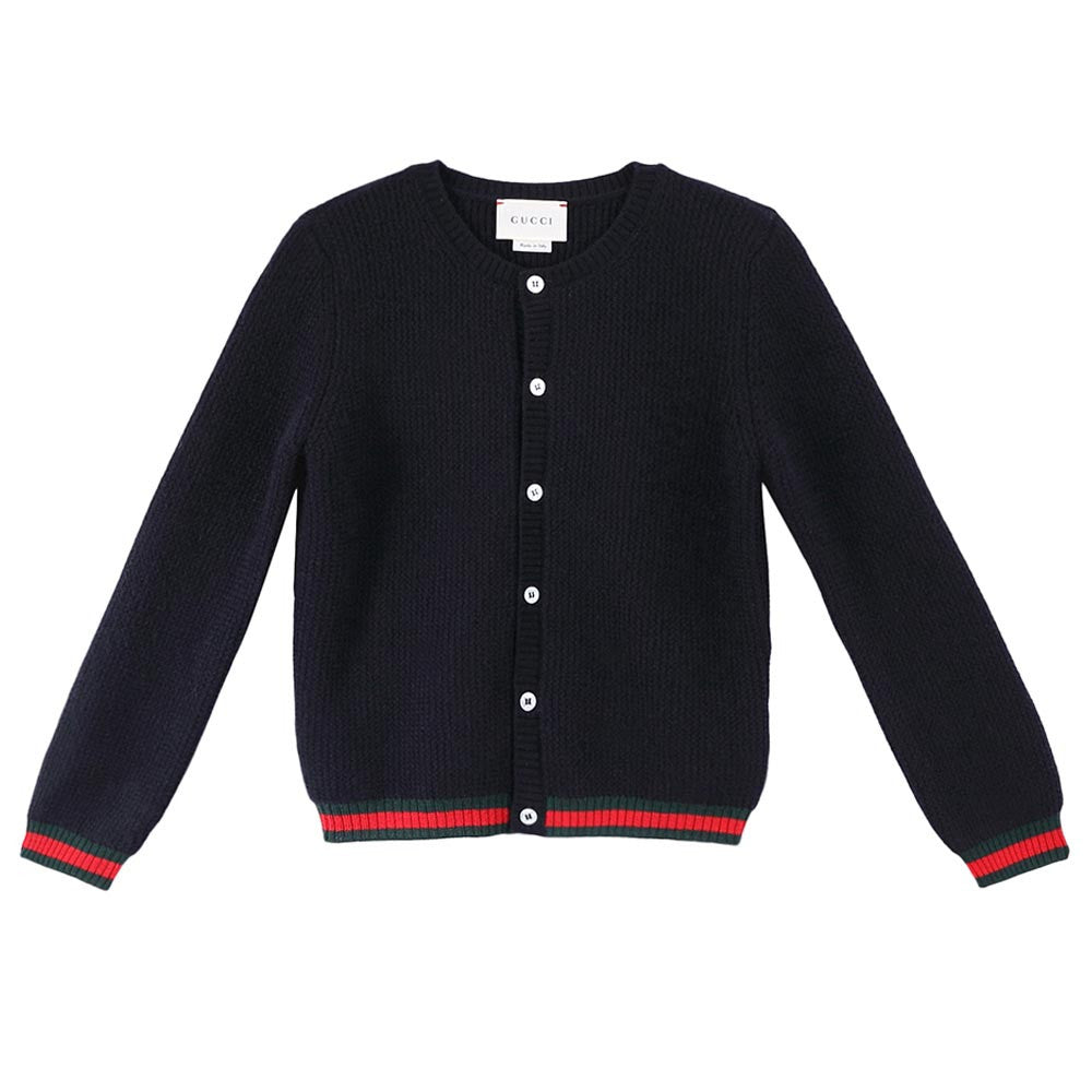 Baby Girls Navy Blue Cashmere Cardigan - CÉMAROSE | Children's Fashion Store - 1
