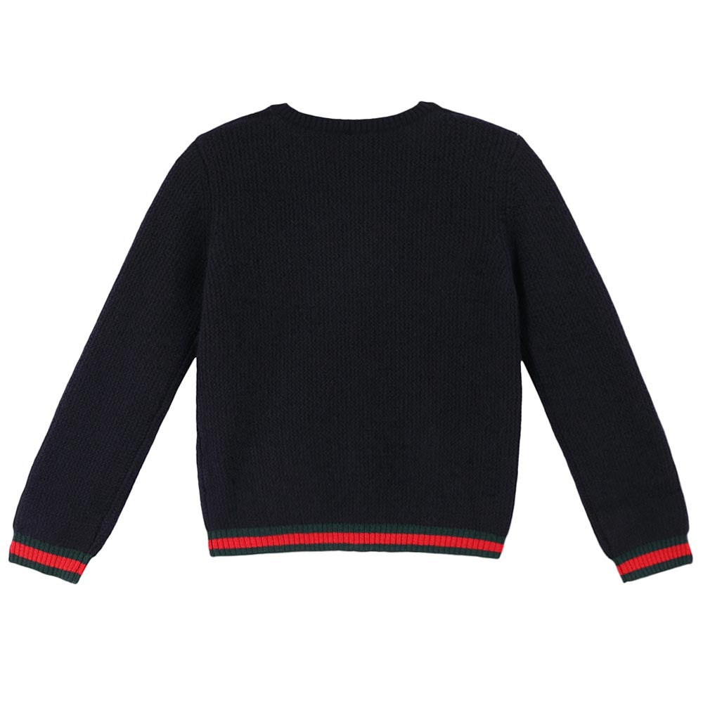 Baby Girls Navy Blue Cashmere Cardigan - CÉMAROSE | Children's Fashion Store - 2