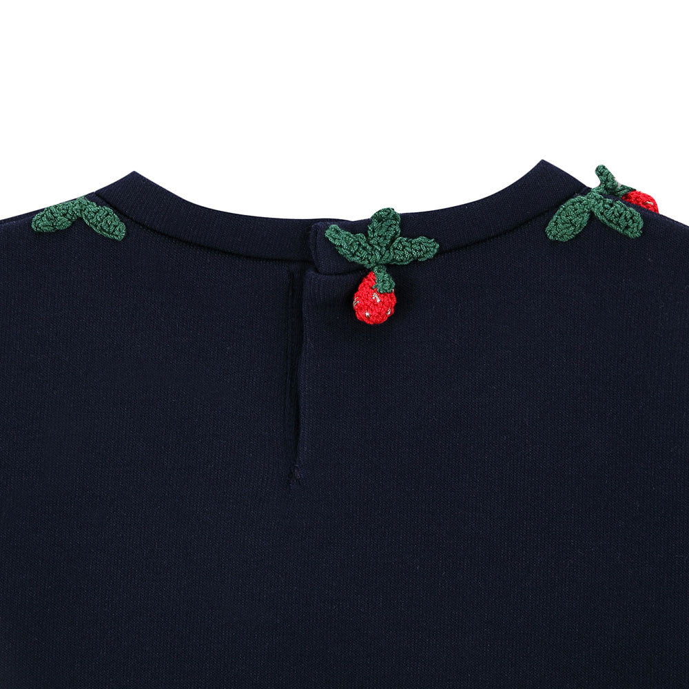 Baby Girls Navy Blue Knitted Flower Trims Sweater - CÉMAROSE | Children's Fashion Store - 6