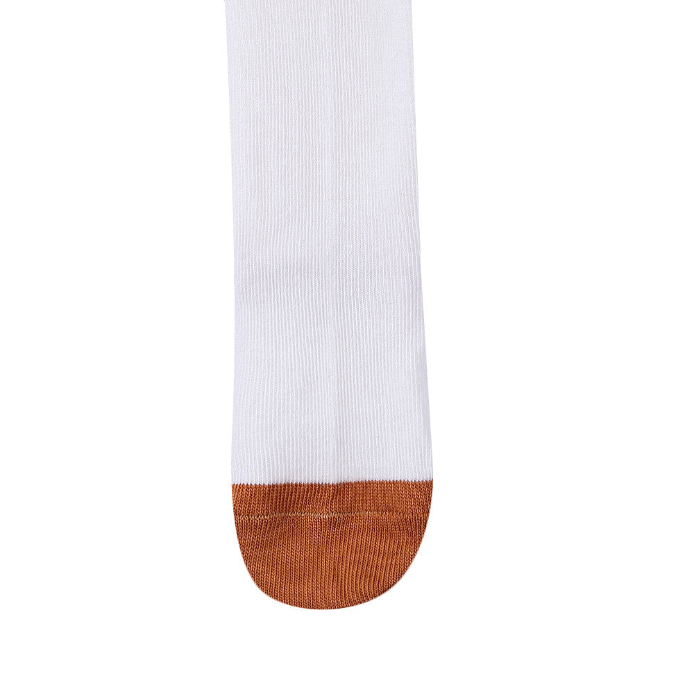 Girls White & Blue Striped Knitted Cotton Tights - CÉMAROSE | Children's Fashion Store - 4
