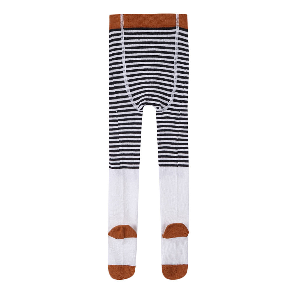 Girls White & Blue Striped Knitted Cotton Tights - CÉMAROSE | Children's Fashion Store - 2