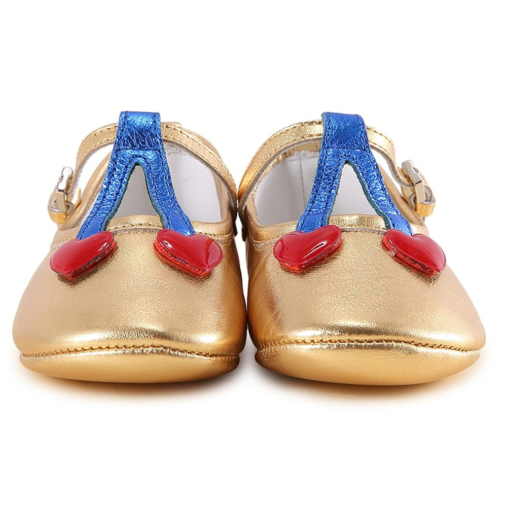 Baby Girls Gold Cherry Leather Shoes - CÉMAROSE | Children's Fashion Store - 3