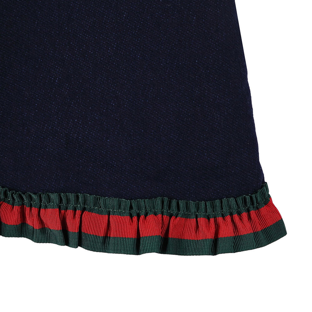 Baby Girls Navy Blue Ruffled Collar Cotton Dress - CÉMAROSE | Children's Fashion Store - 5