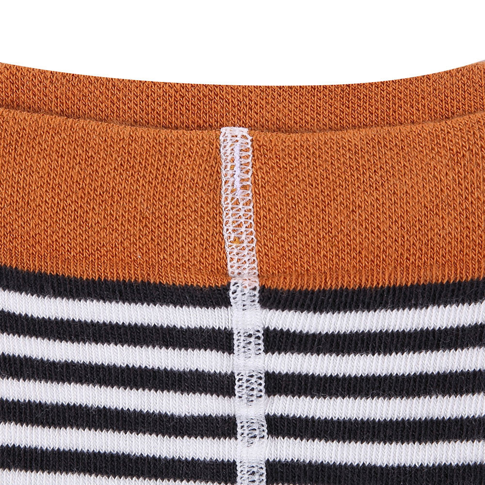 Girls White & Blue Striped Knitted Cotton Tights - CÉMAROSE | Children's Fashion Store - 5