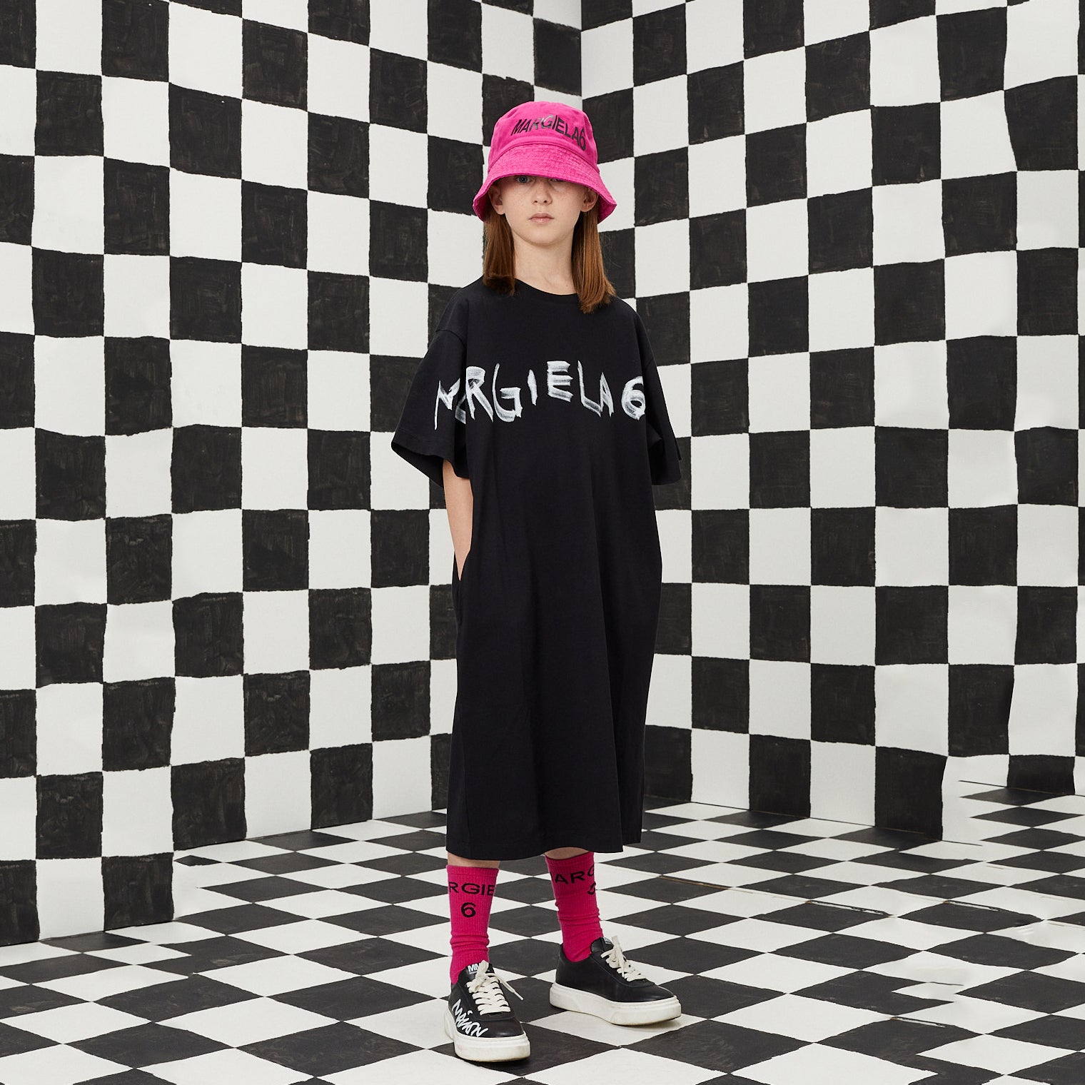 Girls Black Logo Cotton Dress