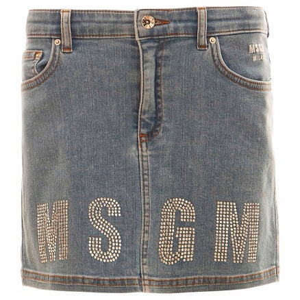 Girls Blue Logo Denim Skirt