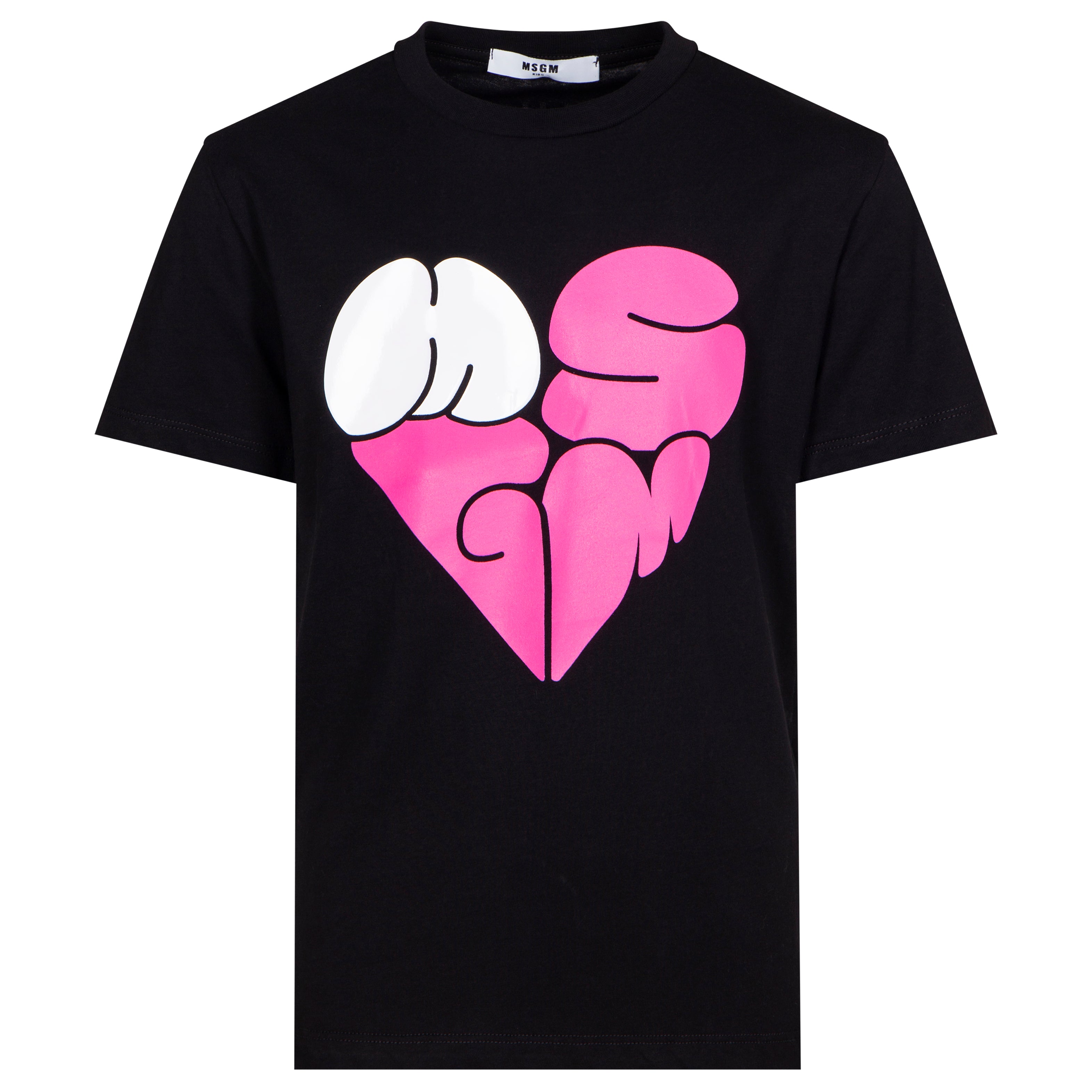 Girls Black Printed Cotton T-Shirt