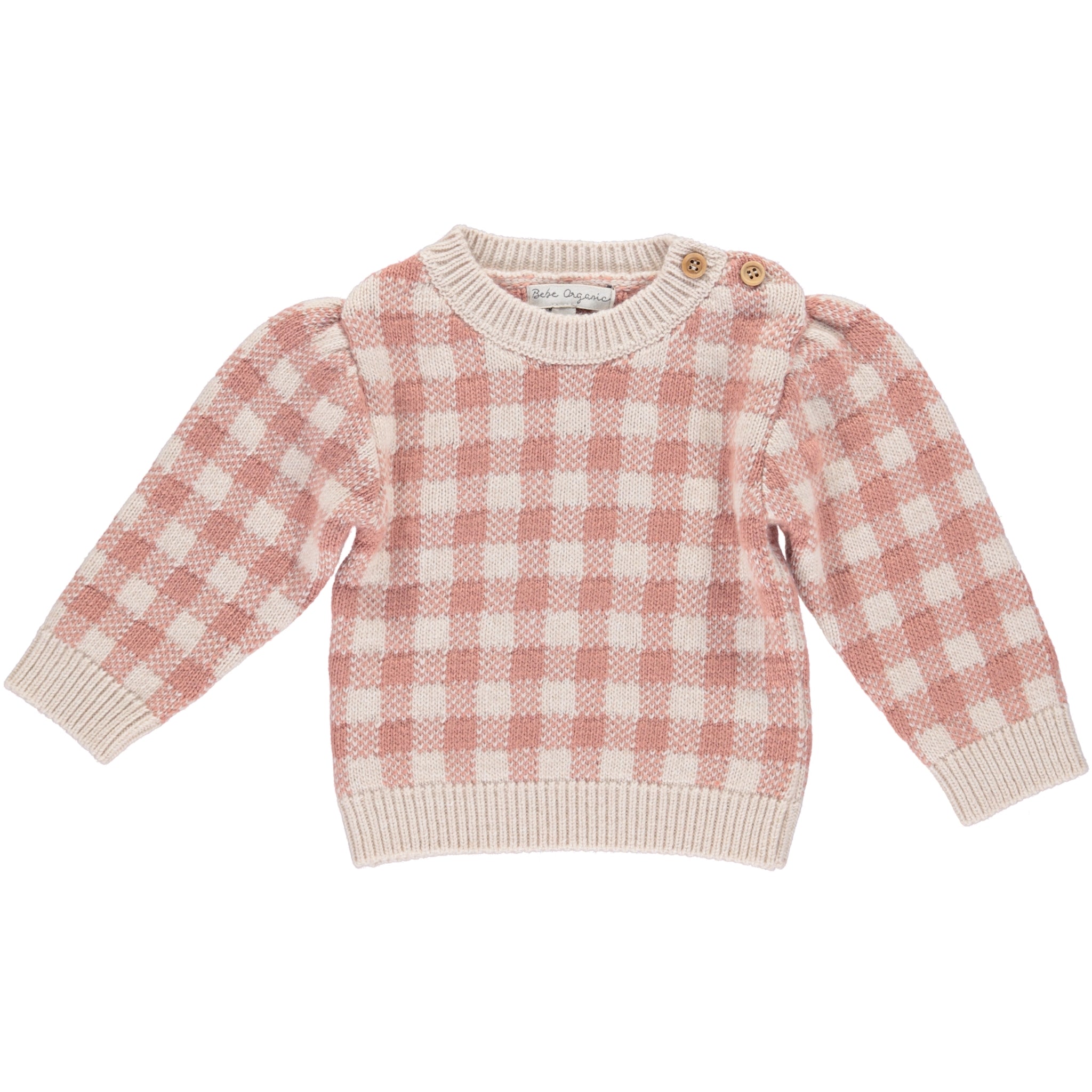 Baby Girls Pink Check Wool Sweater