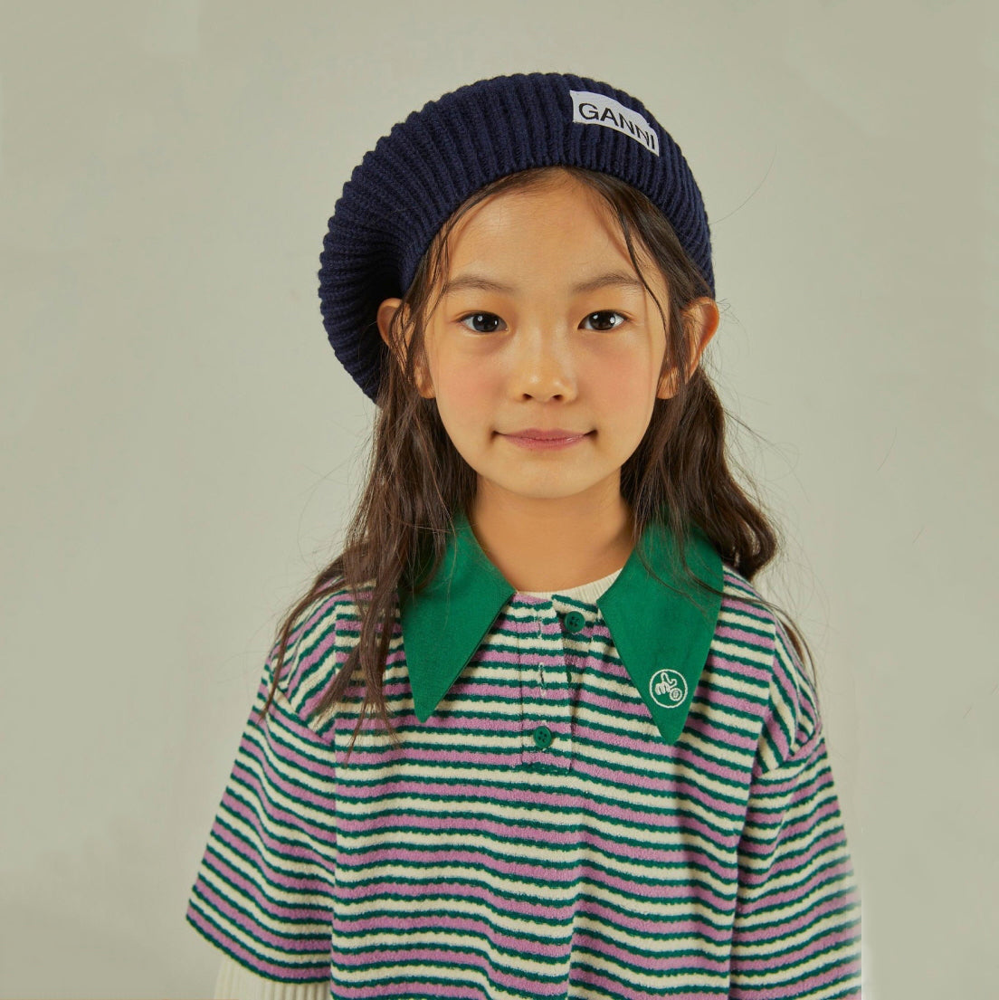 Girls Green Stripes Cotton Dress