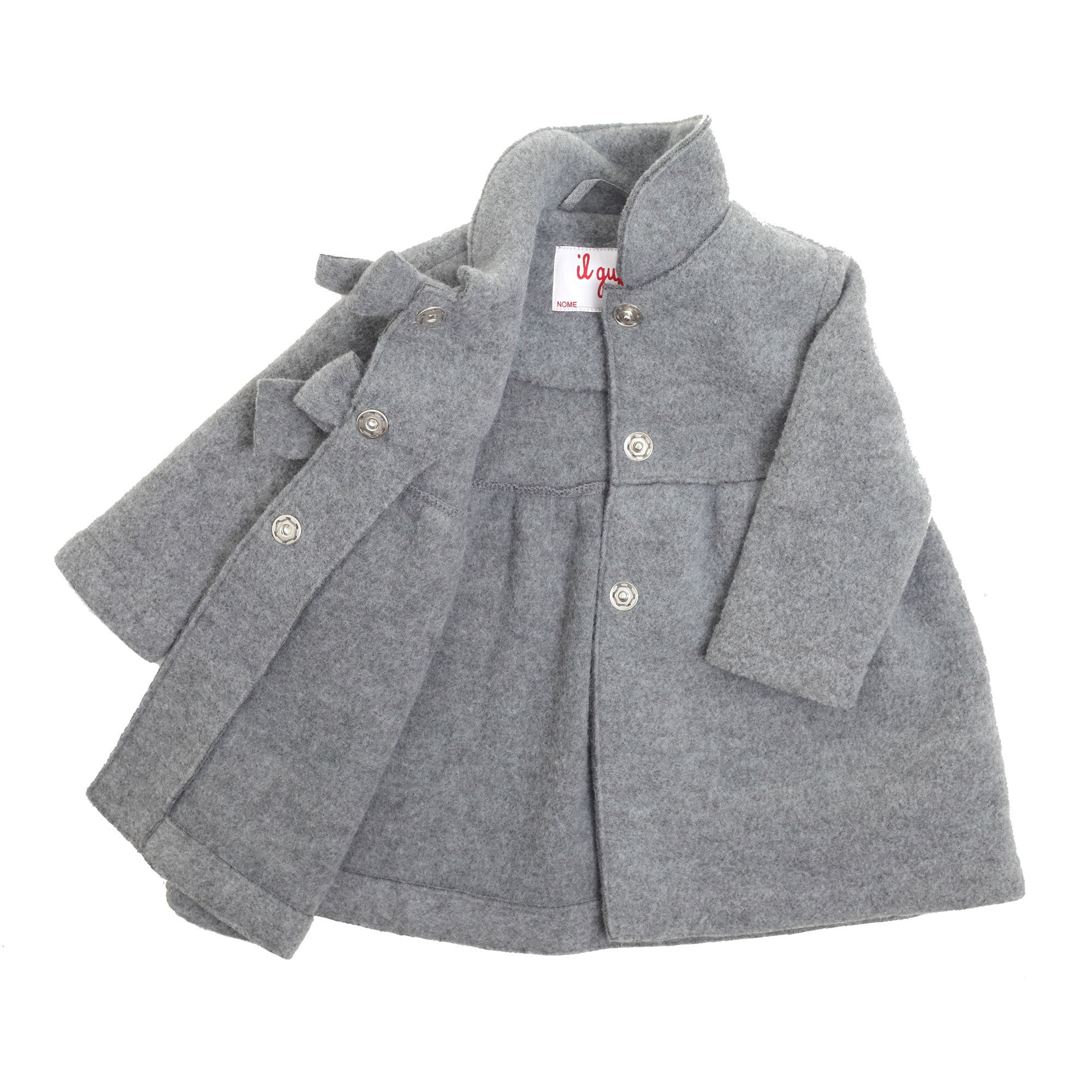 Baby Girls Dark  Grey Bow Trims Coat - CÉMAROSE | Children's Fashion Store - 4