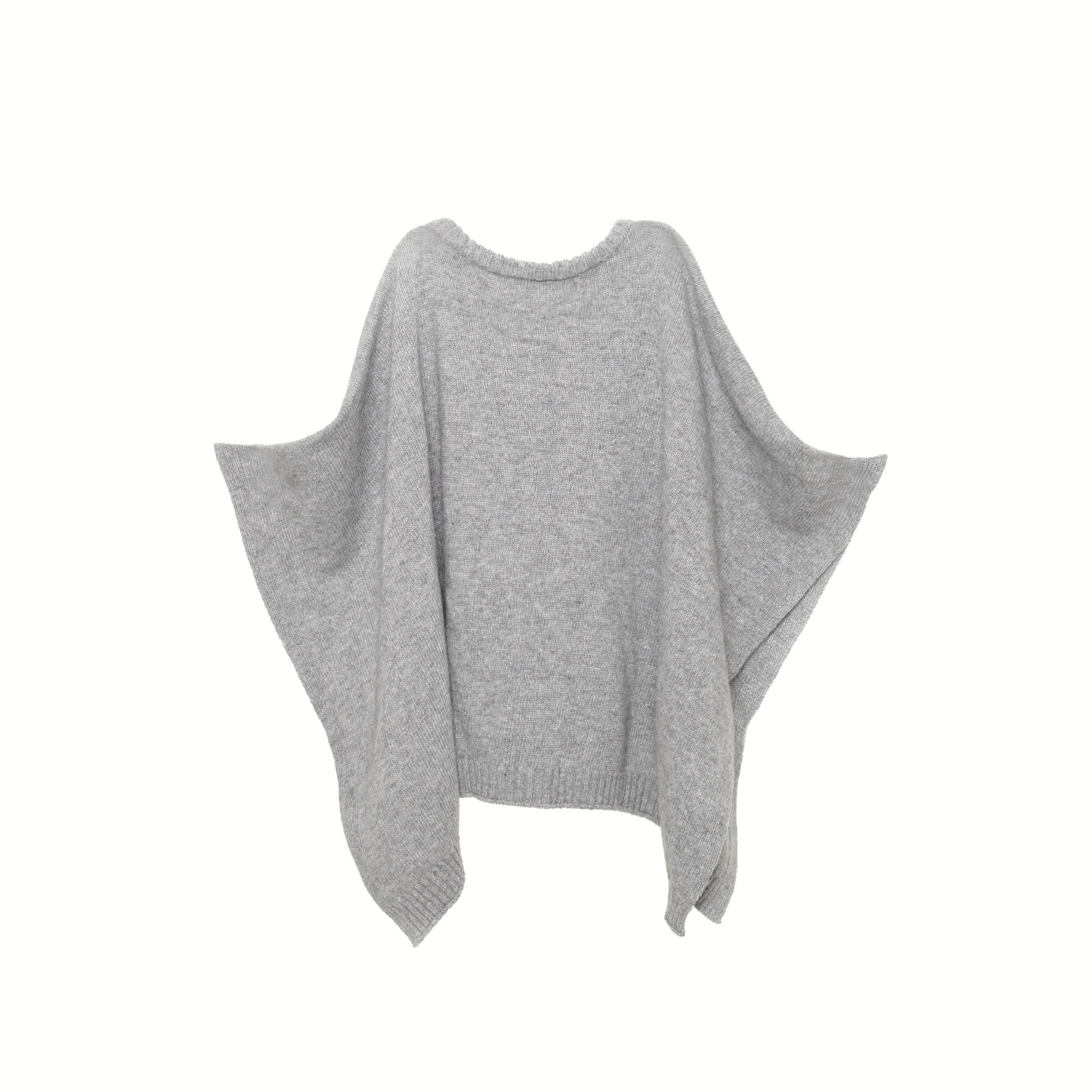Girls Grey Fancy Pattern Trims Knitted Cape - CÉMAROSE | Children's Fashion Store - 2