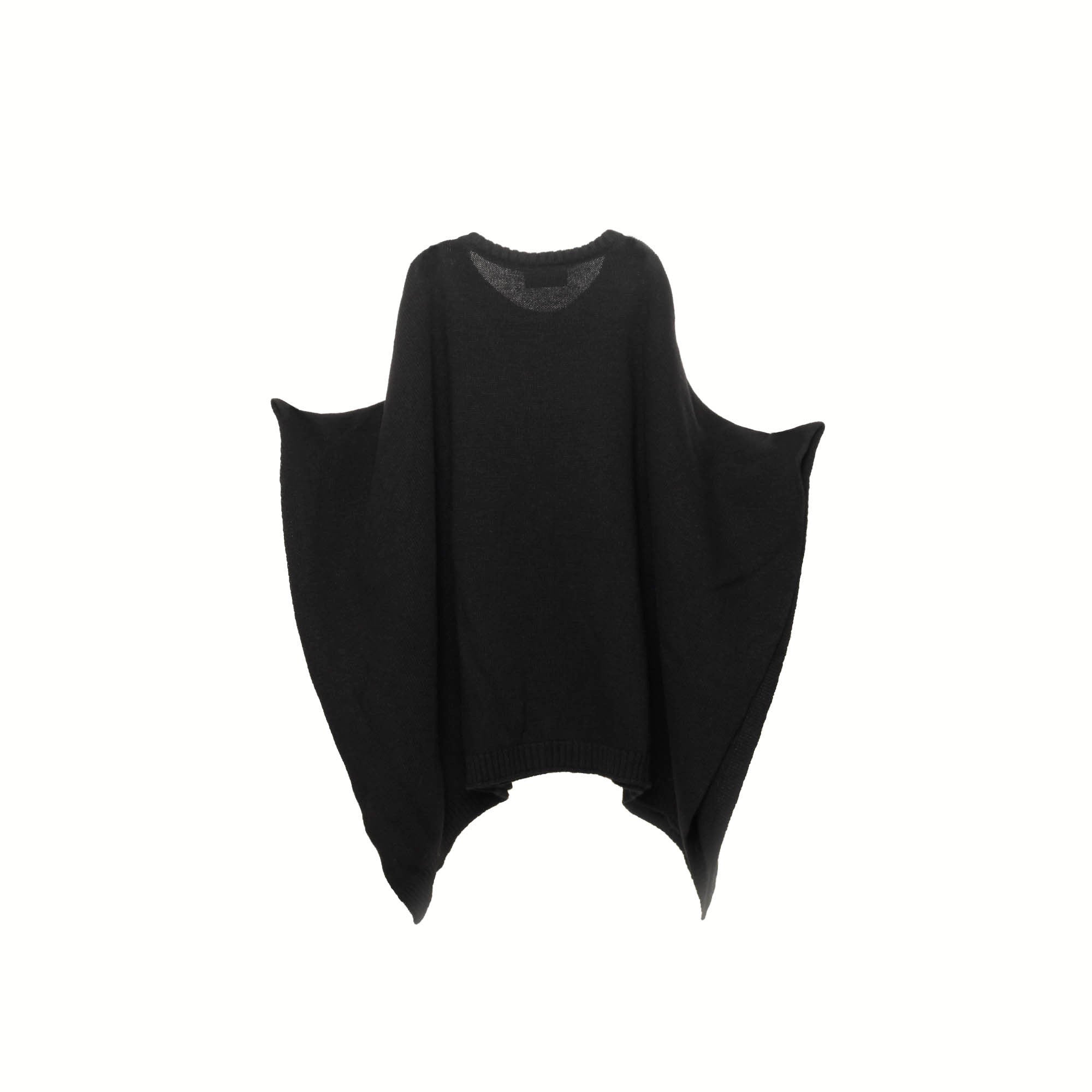 Girls Black Fancy Pattern Trims Knitted Cape - CÉMAROSE | Children's Fashion Store - 2