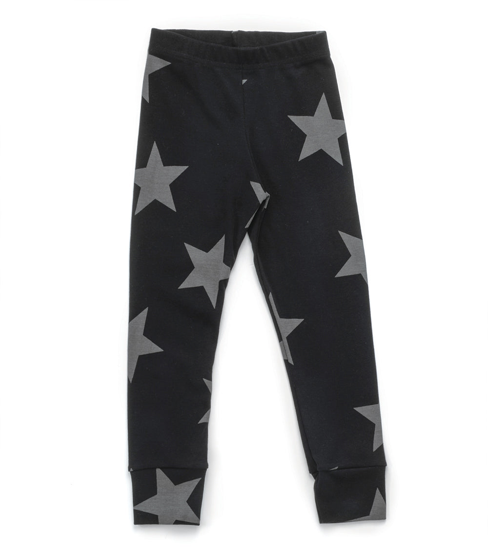Baby Girls Black Star Cotton Leggings