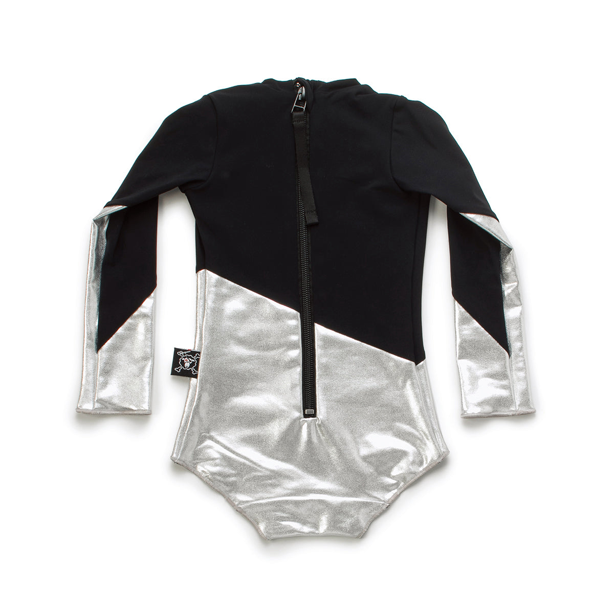 Girls Silver Black Swimsuit