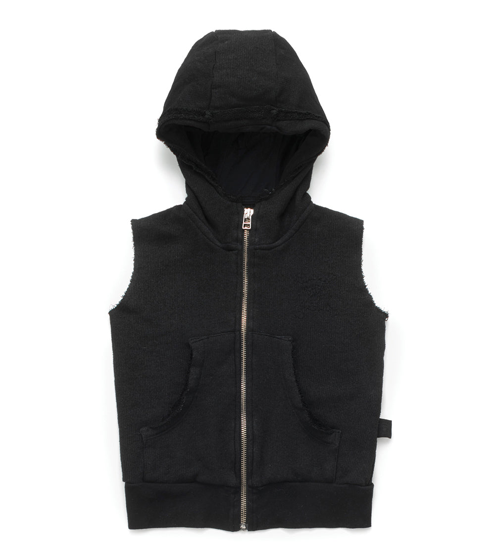Baby Girls Black Hooded Cotton Vest