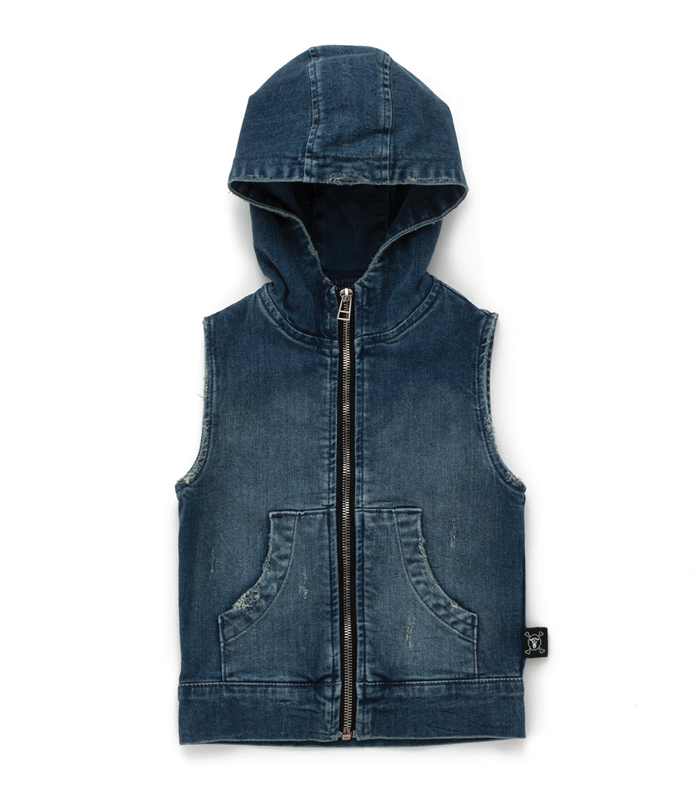 Girls Denim Hooded Vest