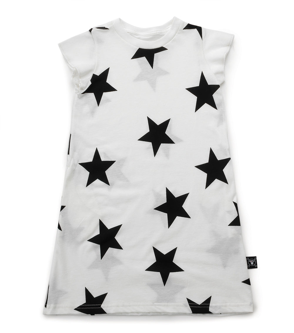 Girls White Star Cotton Dress