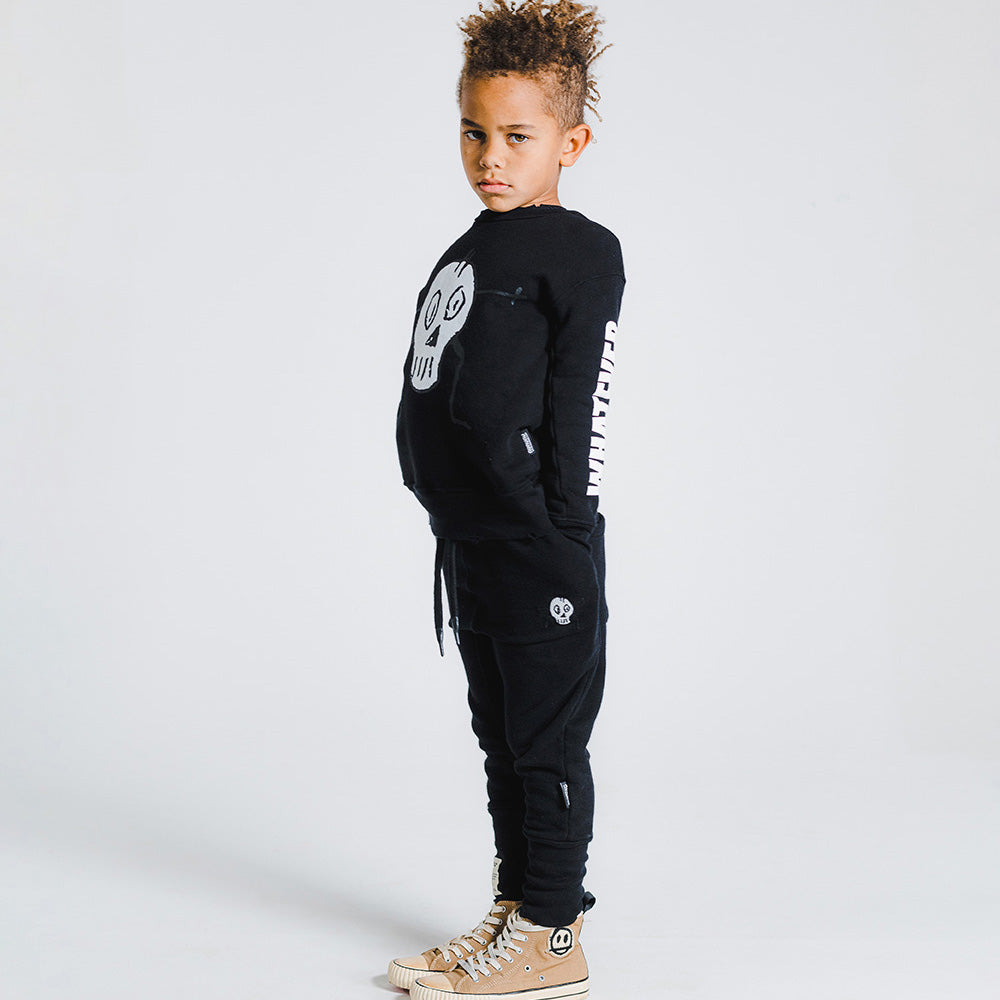 Boys & Girls Black Cotton Trousers
