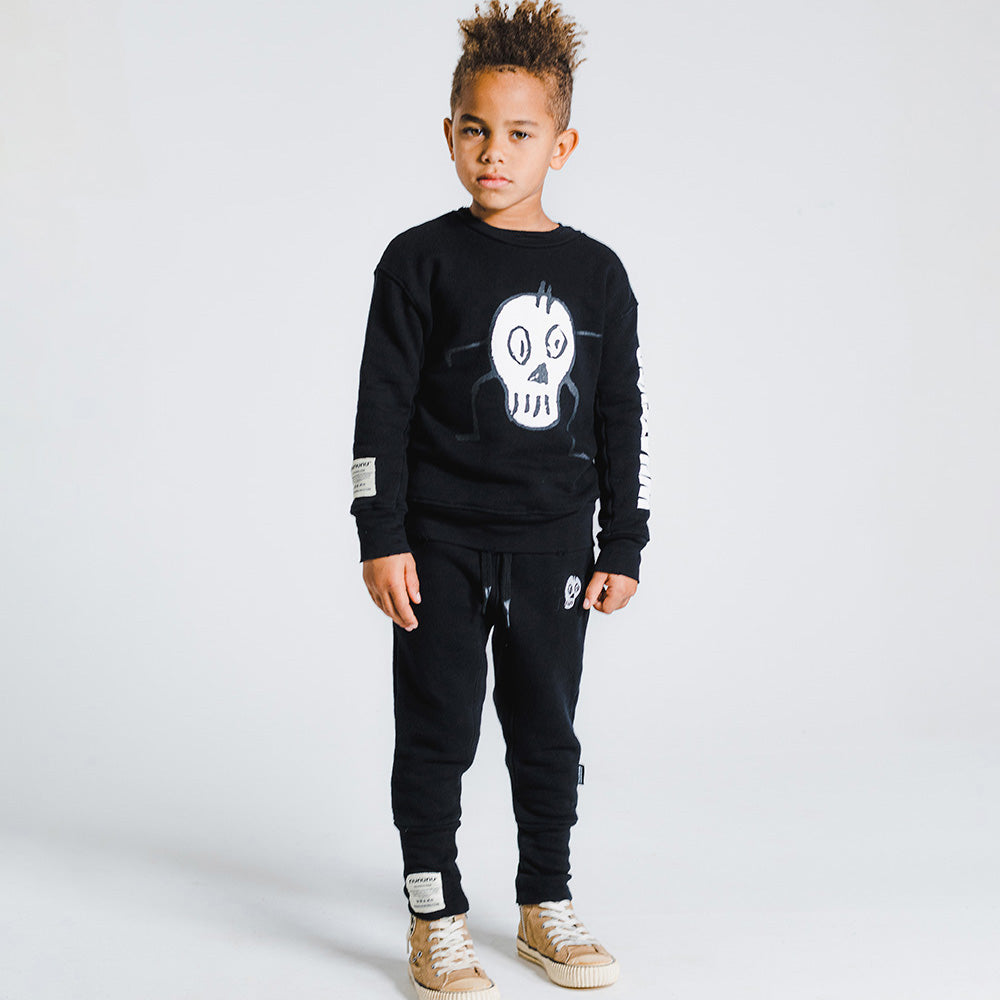 Boys & Girls Black Cotton Trousers