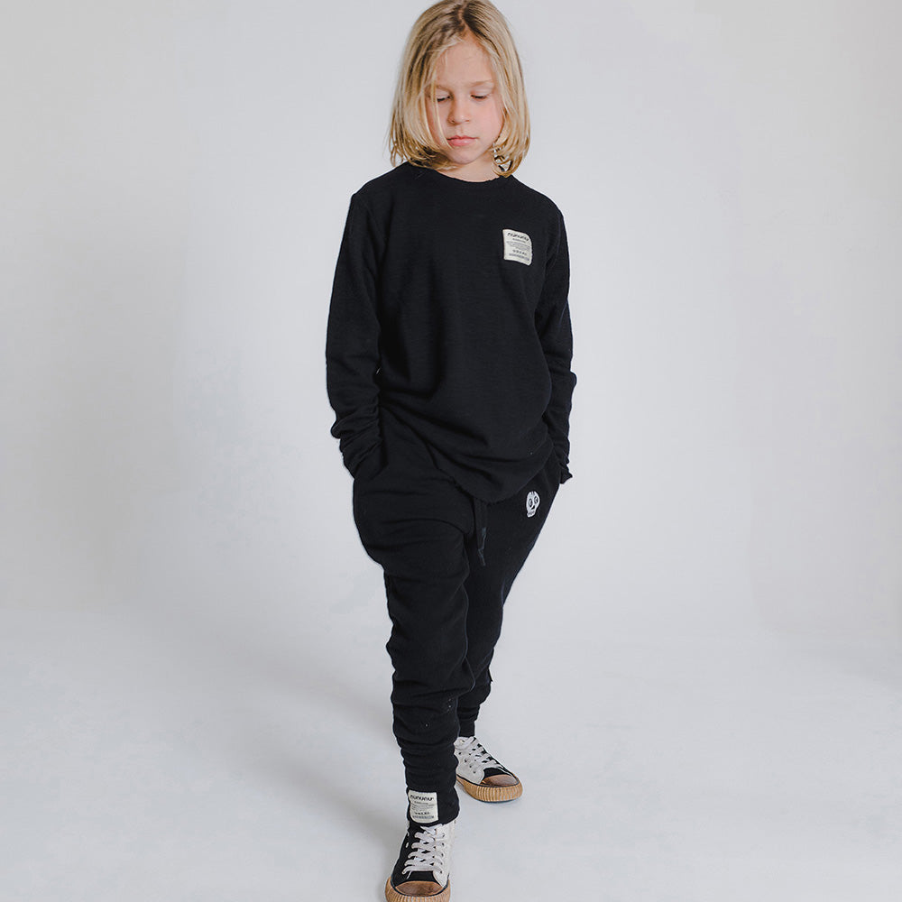 Boys & Girls Black Cotton Trousers