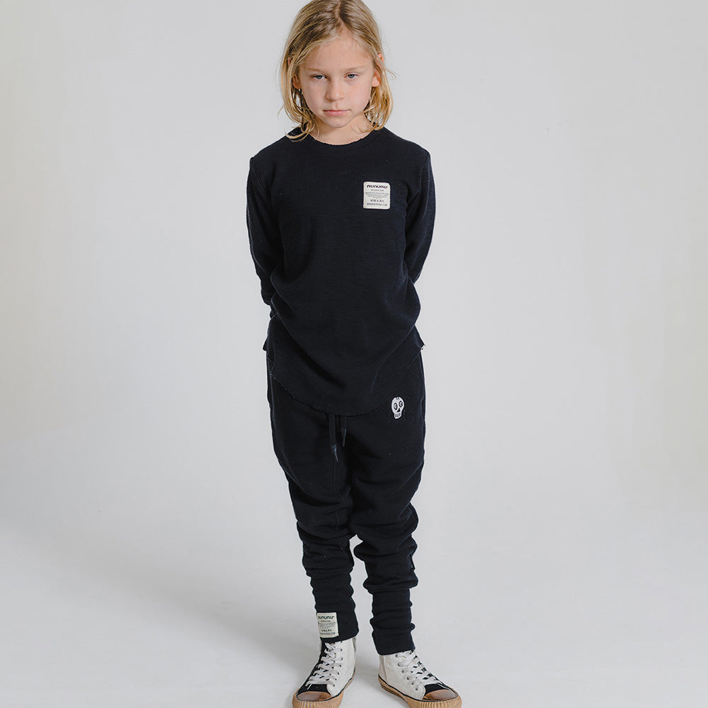 Boys & Girls Black Cotton Trousers