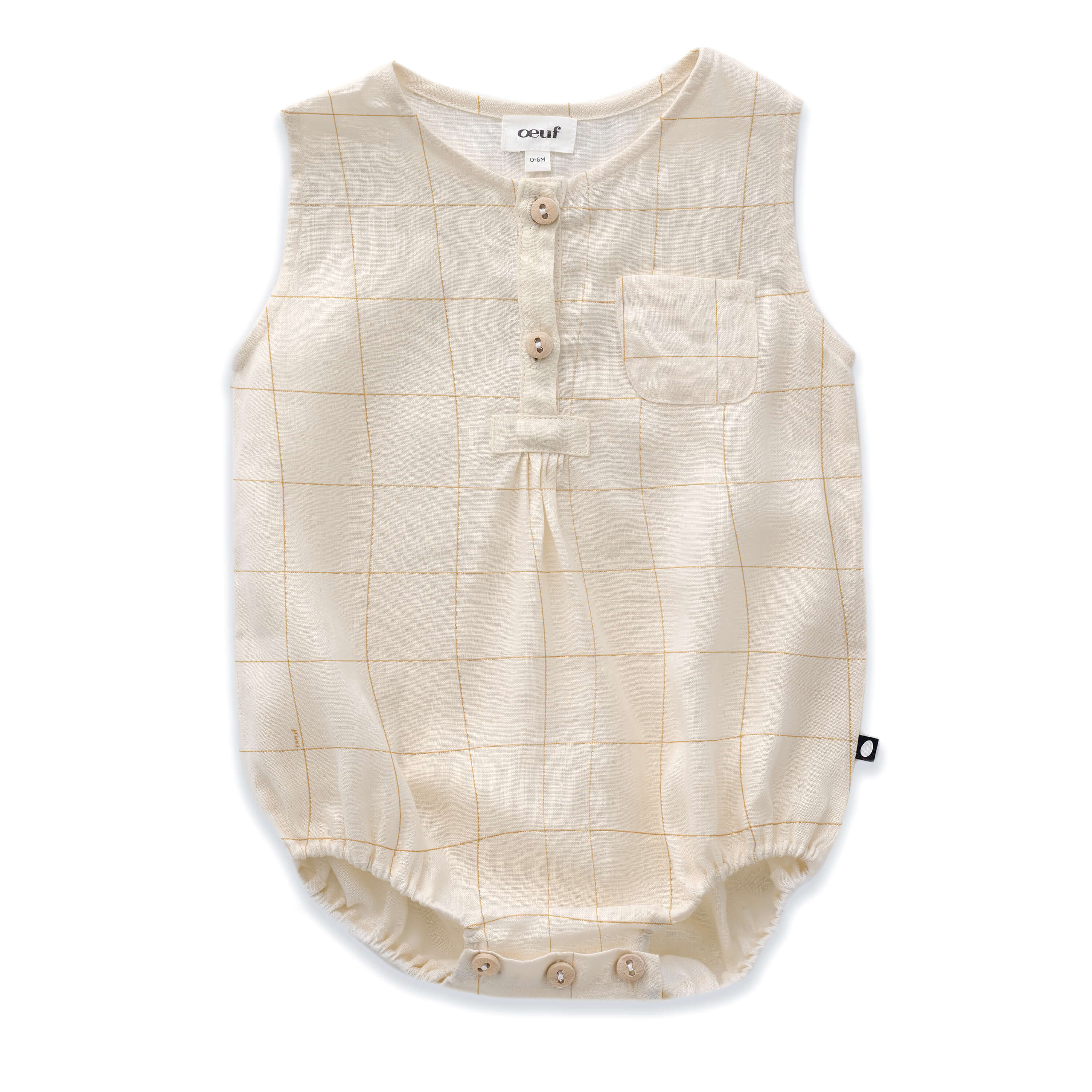 Baby Girls White Check Linen Romper