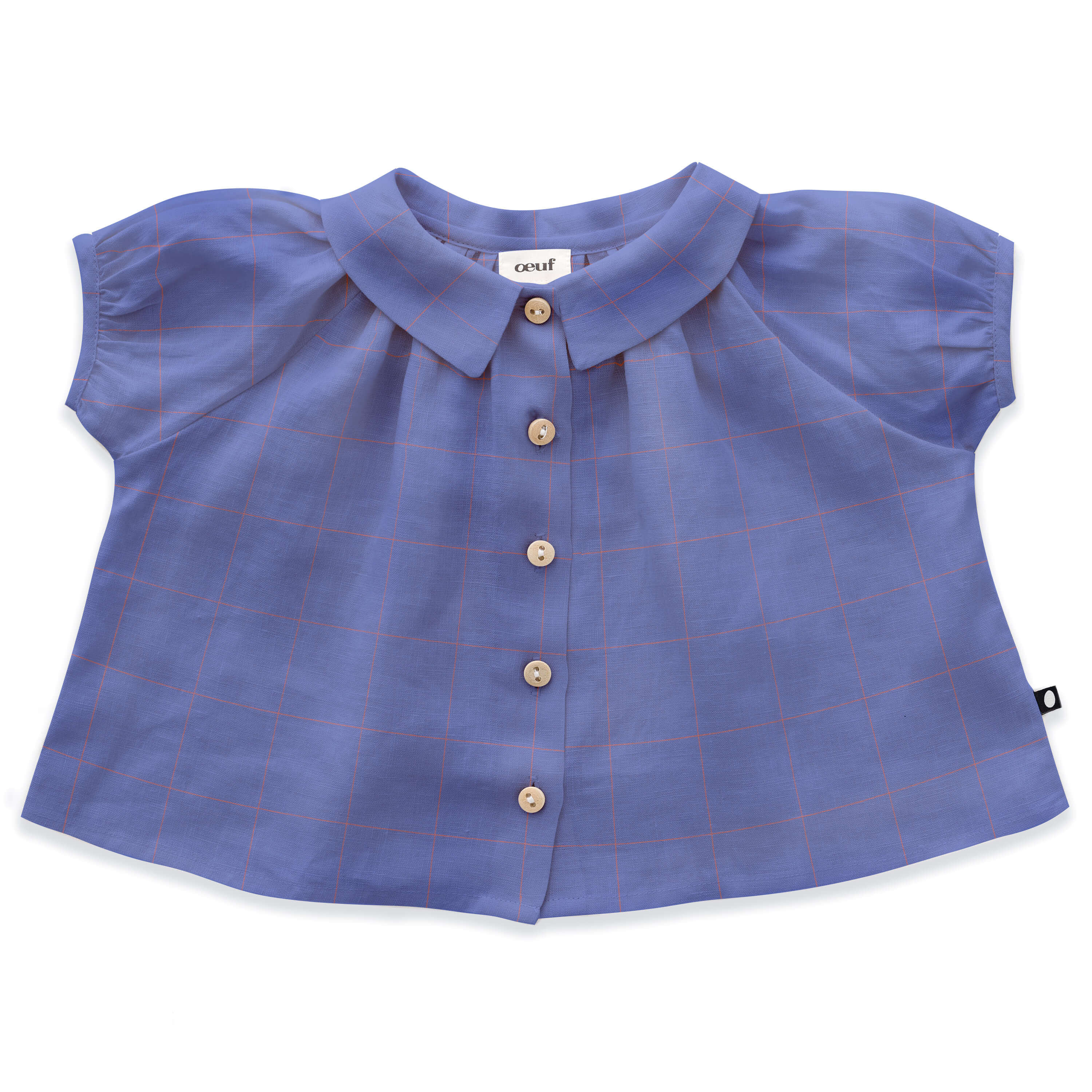 Girls Lavender Check Linen Blouse