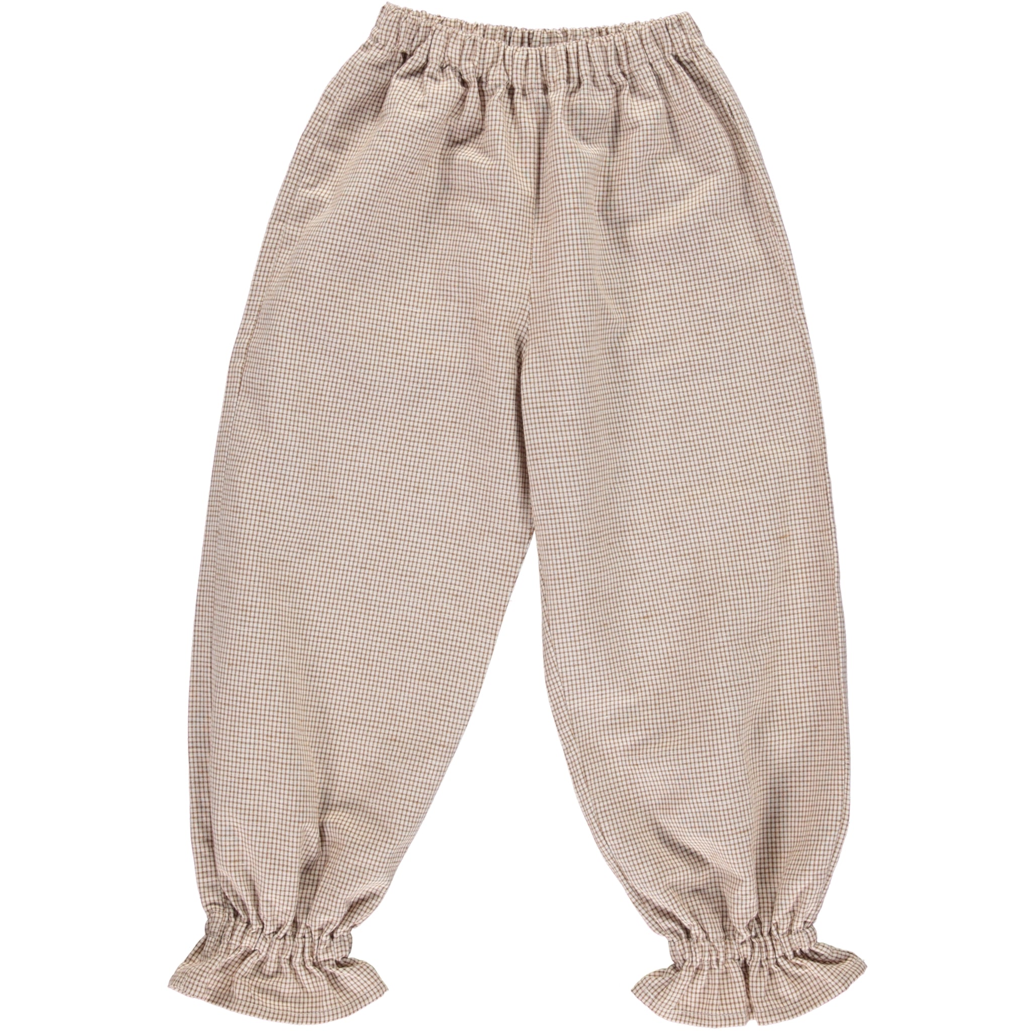 Girls Beige Check Bind Feet Trousers