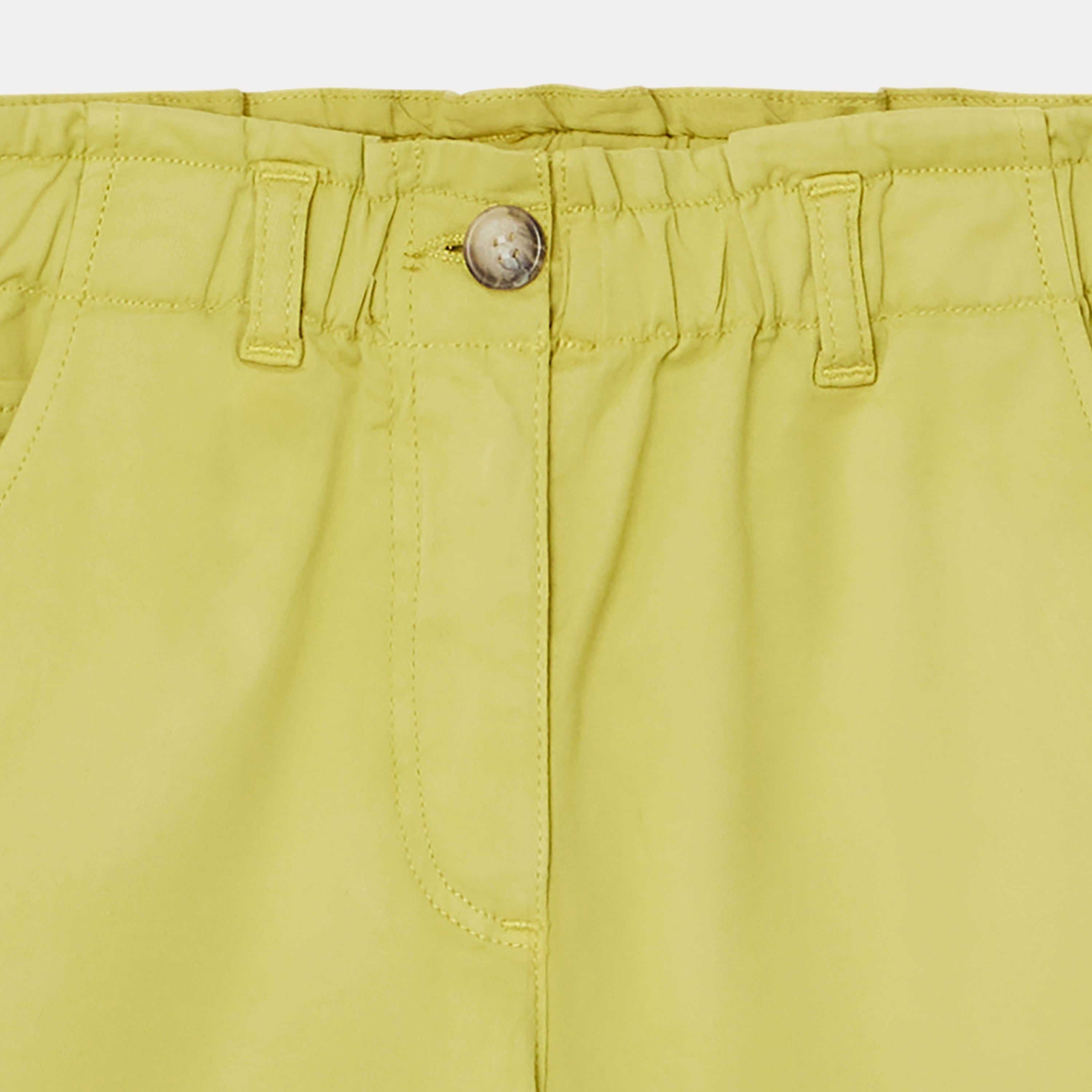 Girls Yellow Cotton Trousers