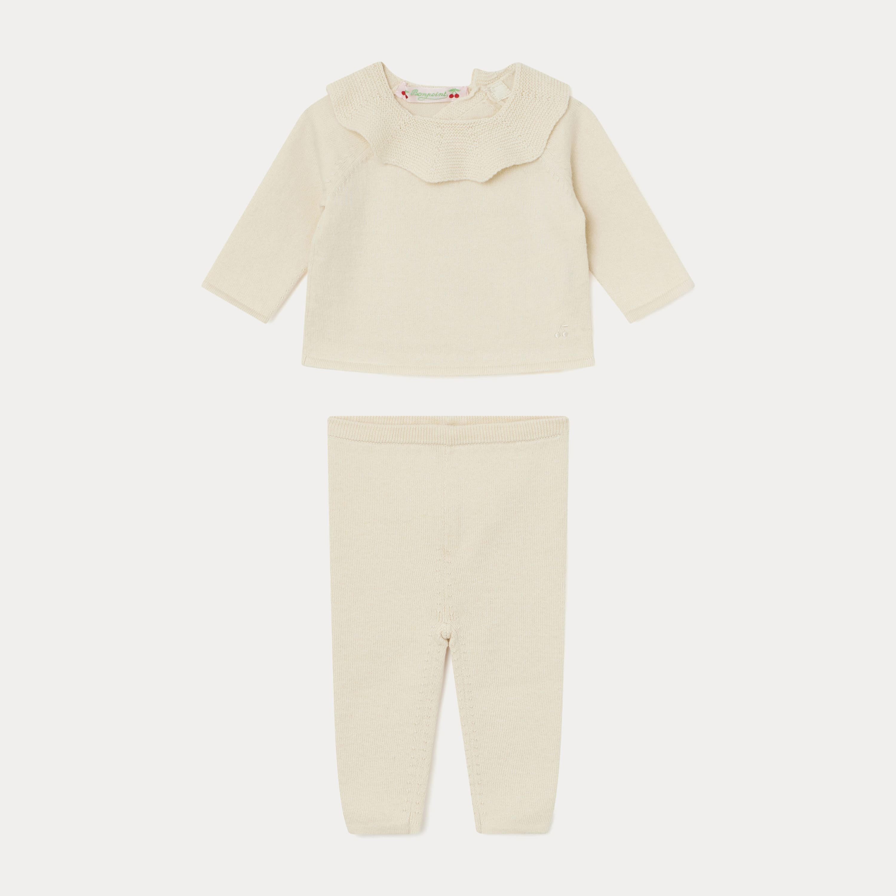 Baby Girls White Ruffle Knit Set