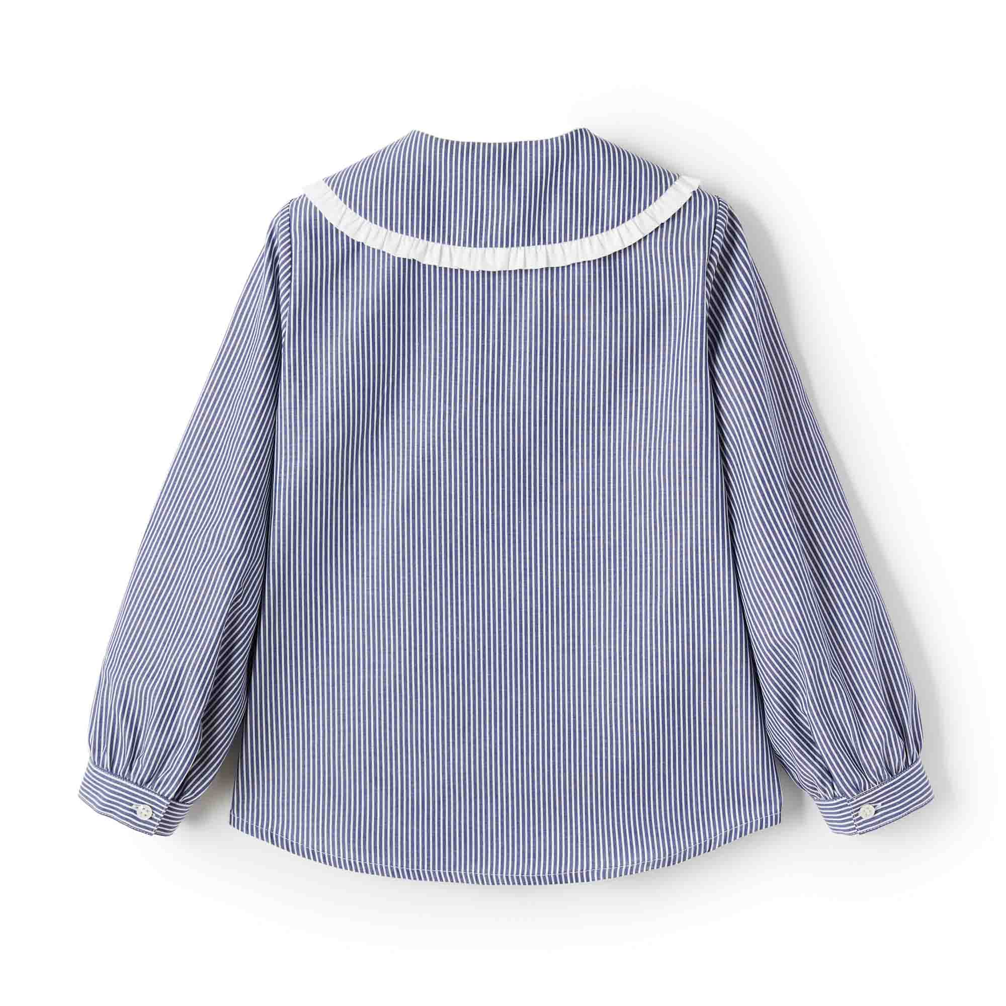 Girls Blue Stripes Cotton Shirt