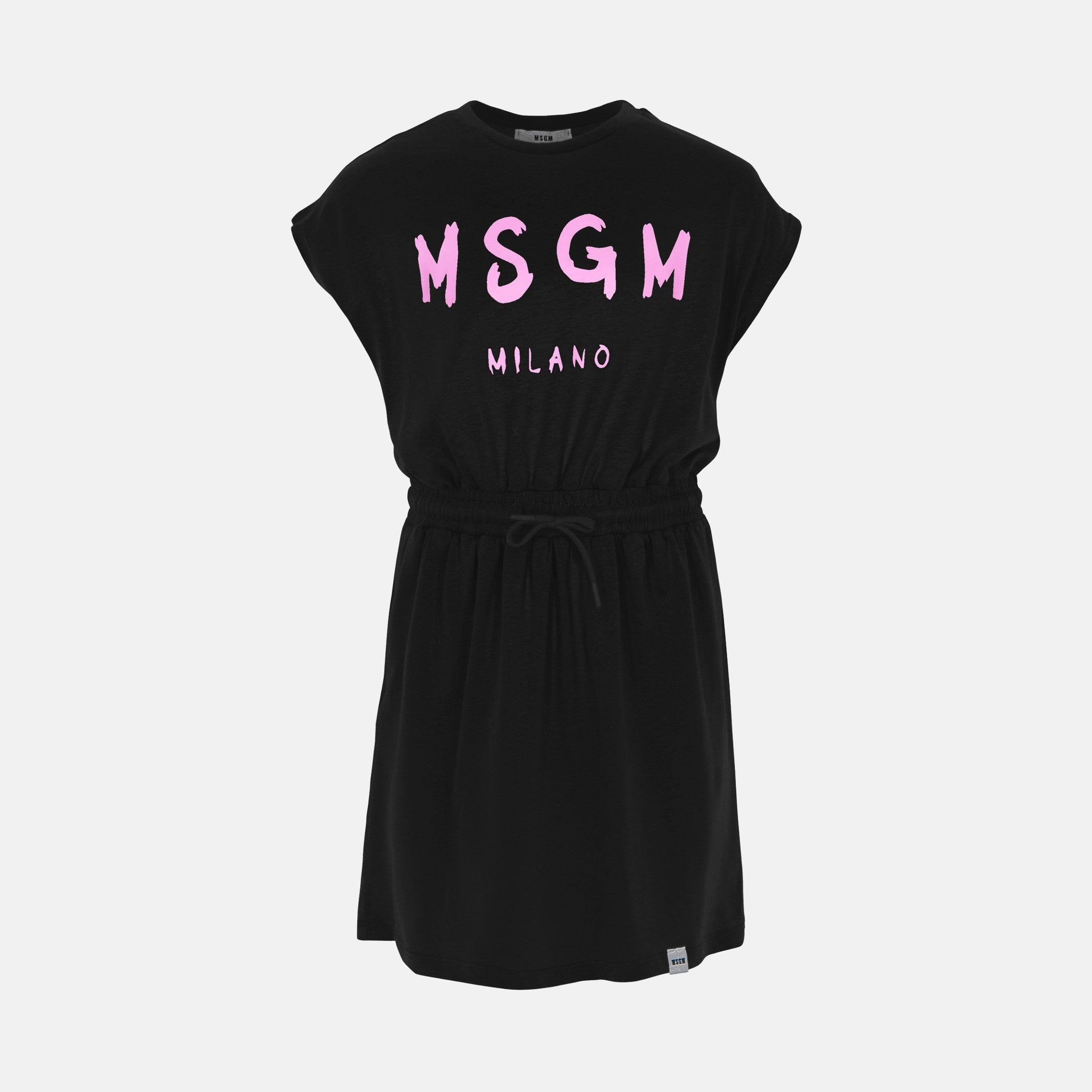 Girls Black Logo Cotton Dress