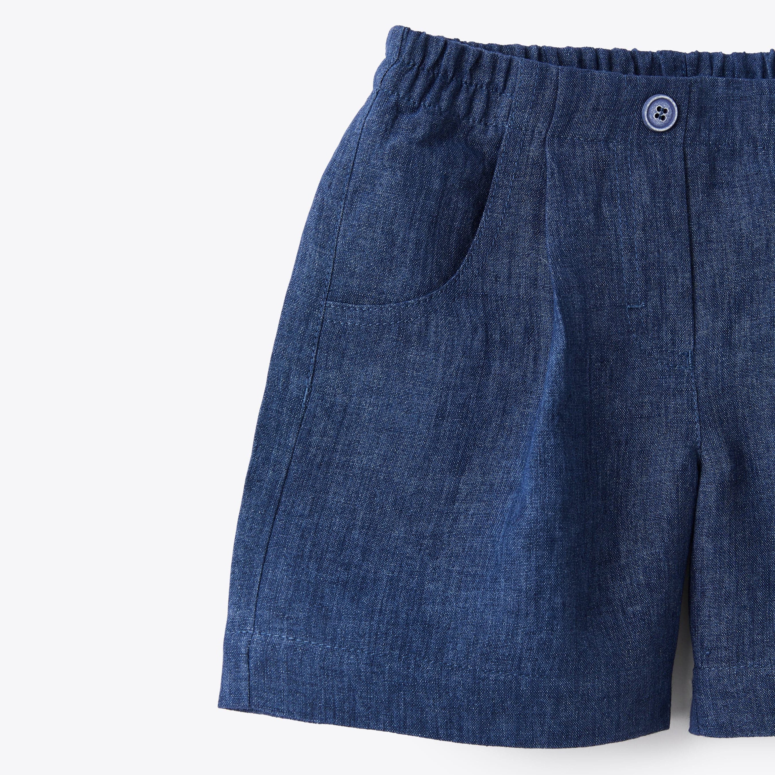 Girls Blue Linen Shorts