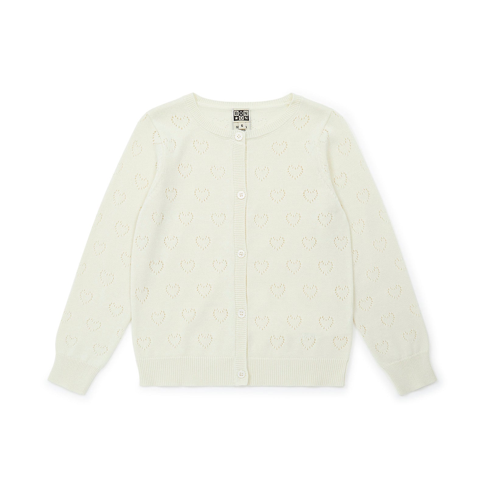 Girls White Heart Cardigan