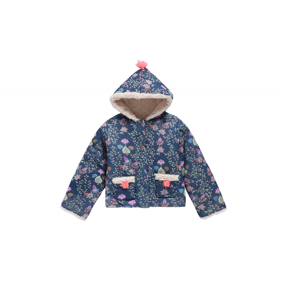 Girls Blue Pine Cone Cotton Jacket