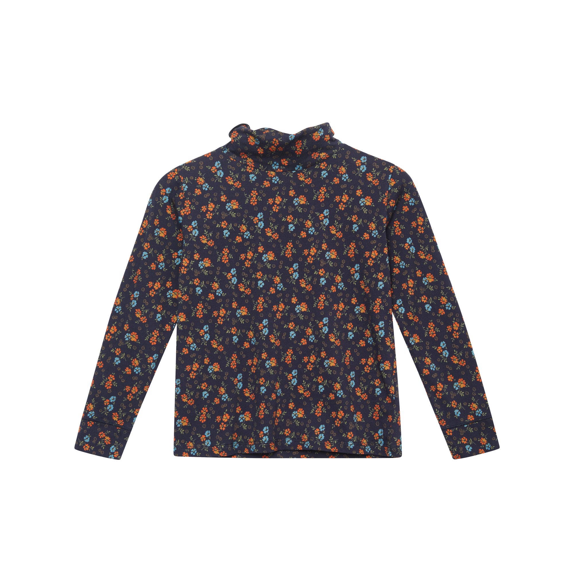 Girls Navy Floral Cotton Top