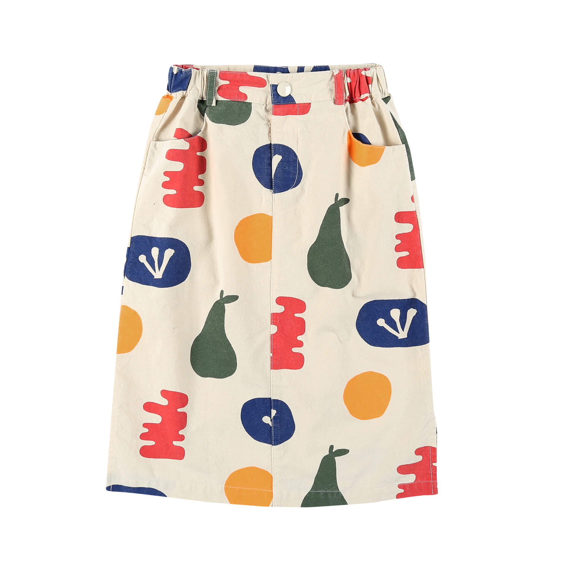 Girls Cream Painting Cotton Skirt