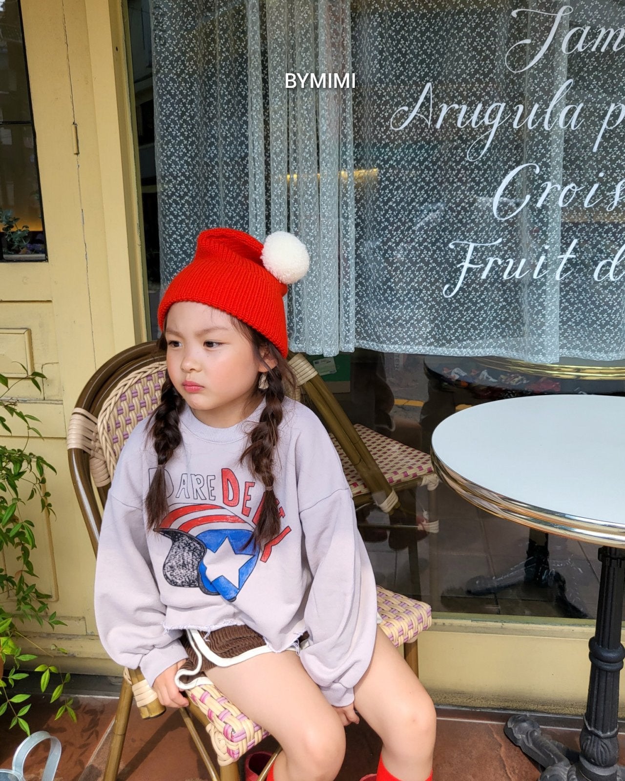 Girls Beige Printed Cotton Sweatshirt