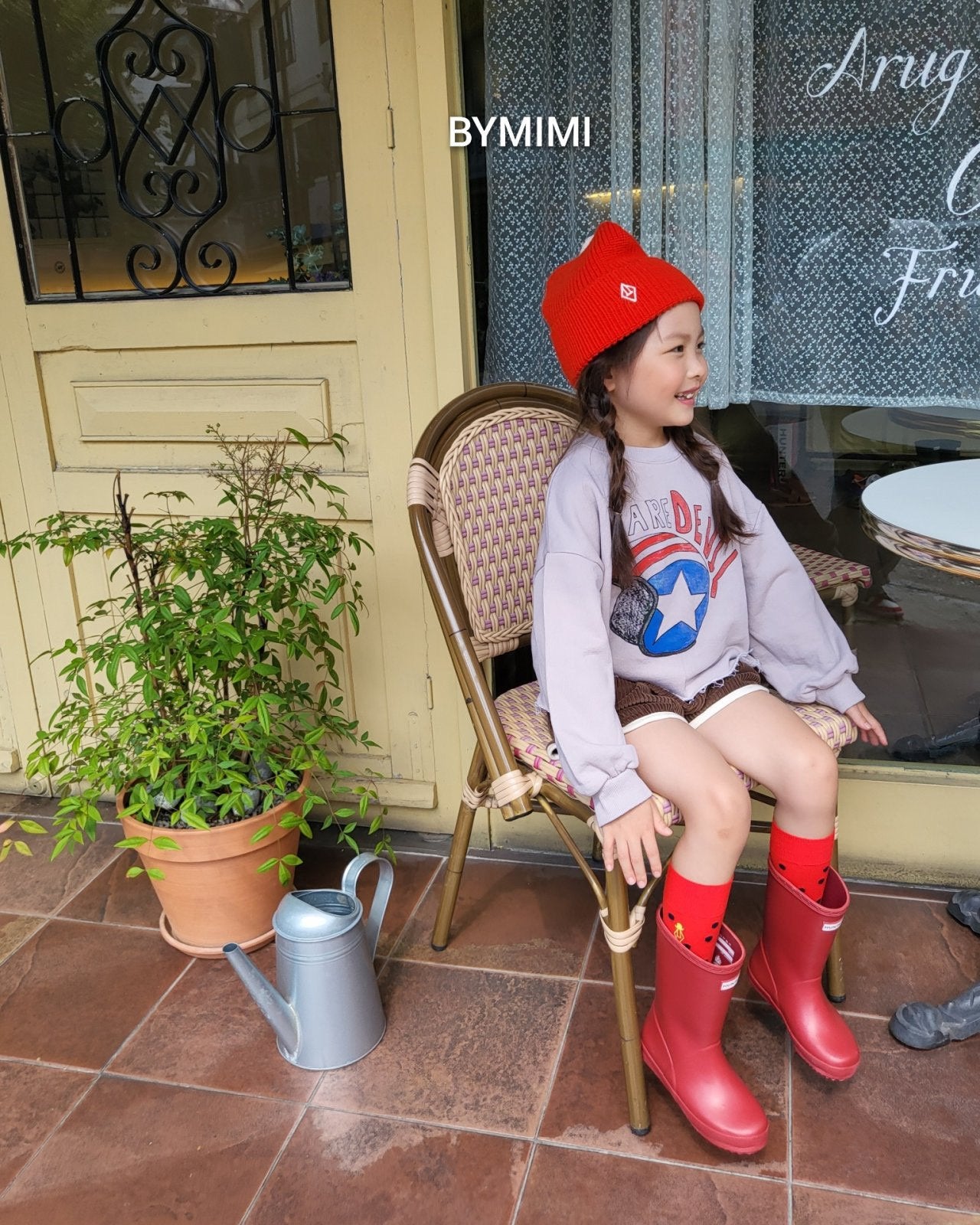 Girls Beige Printed Cotton Sweatshirt