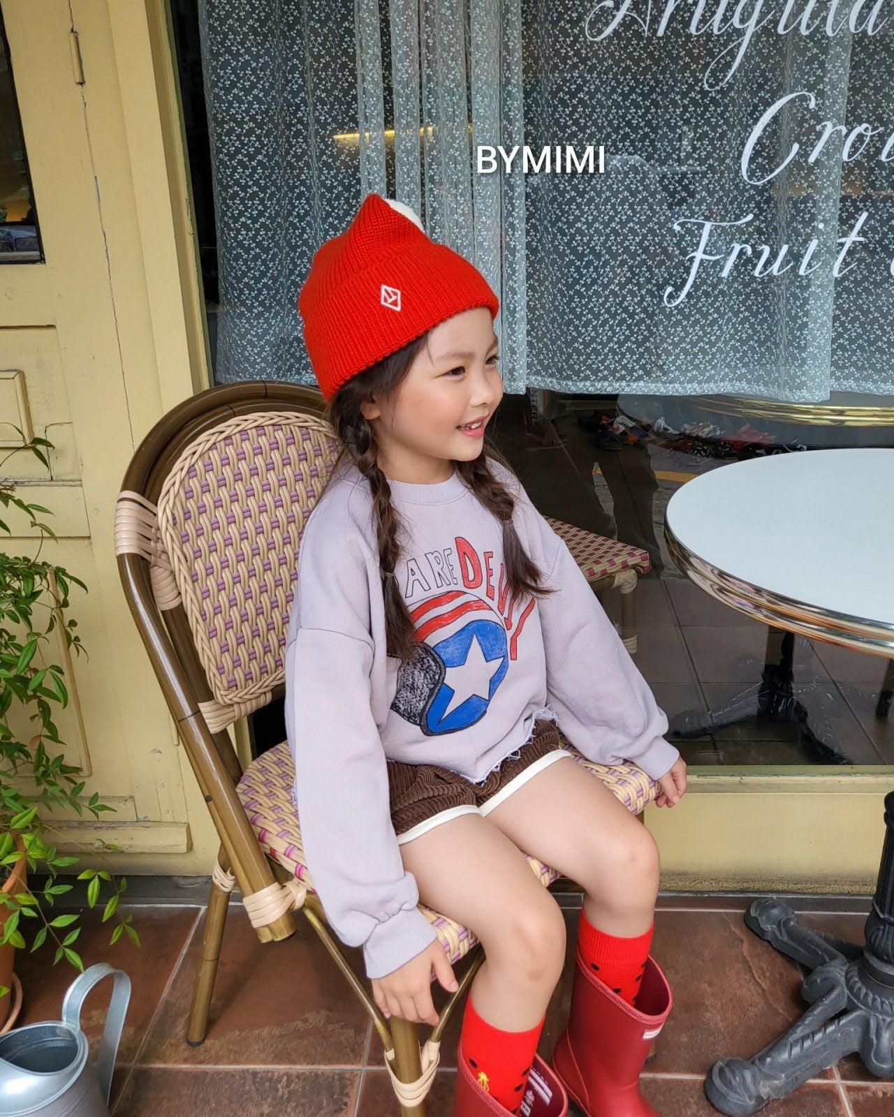 Girls Beige Printed Cotton Sweatshirt