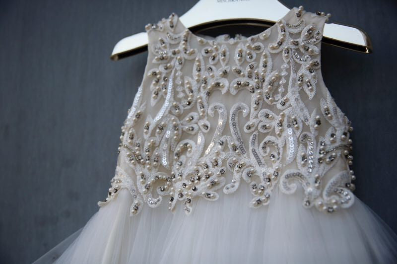 Girls White Pearl Embroidered Trims Tulle Dress - CÉMAROSE | Children's Fashion Store - 5
